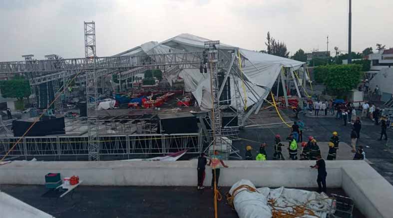Colapsa estructura en la Feria del Libro de Nezahualcóyotl 1 estructura