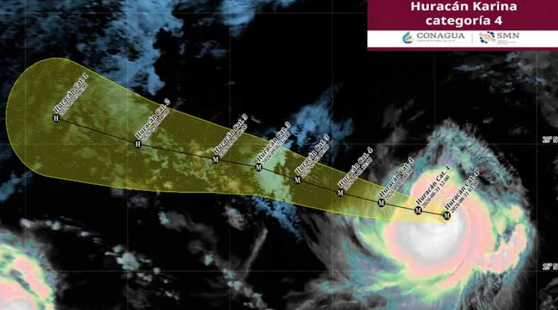 ‘Karina’ se fortalece a huracán de categoría 4 en el Pacífico 1 Karina