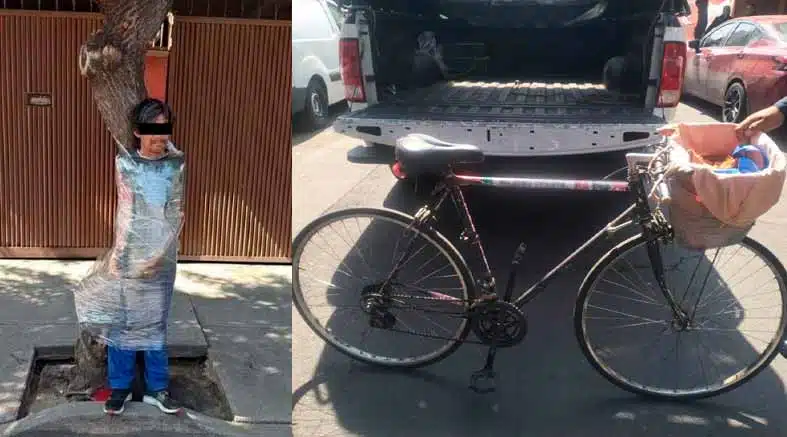 Vecinos emplayan a ladrón de bicicleta contra un árbol 1 Vecinos