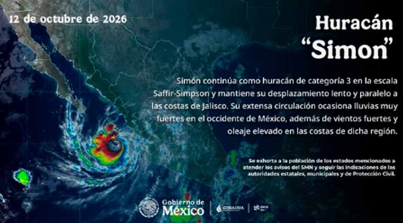 Huracán ‘Simon’ sigue como categoría 3; mantiene lluvias muy fuertes 1 Huracán